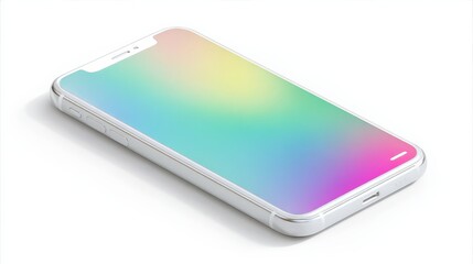 A sleek smartphone with a vibrant, gradient display, showcasing modern design and technology.