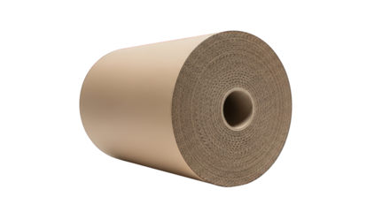 Corrugated cardboard roll against the transparent background