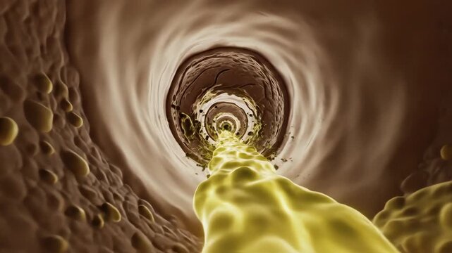 Arteries lined with golden-green plasma flow, plaque particles disintegrate softly under antioxidant influence, blood pressure stabilizes