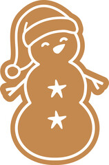 Summer sand snowman gingerbread cookie flat vector illustration.
Christmas Beach sand snowman ginger cookies clipart  isolated.
Transparent background.