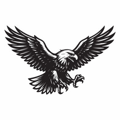 Obraz premium Majestic Eagle Landing Black and White Illustration