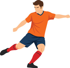 Soccer player kicking ball, sports action pose, football athlete illustration, dynamic movement, vector design, digital art, game icon, design element