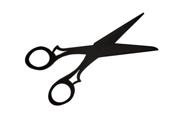 Black utility scissors silhouette on transparent background