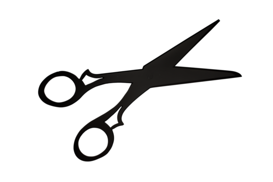 Black utility scissors silhouette on transparent background