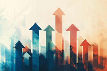 Abstract representation of growth, with upward-pointing arrows on a minimalist background, clean lines