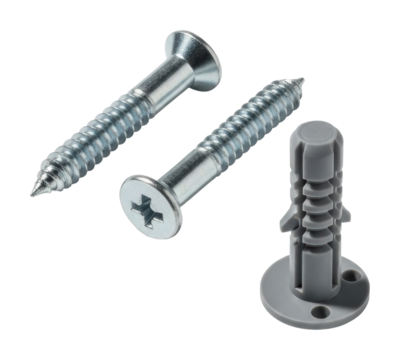 Screws and anchors for home improvement workshop product isolated on transparent background
