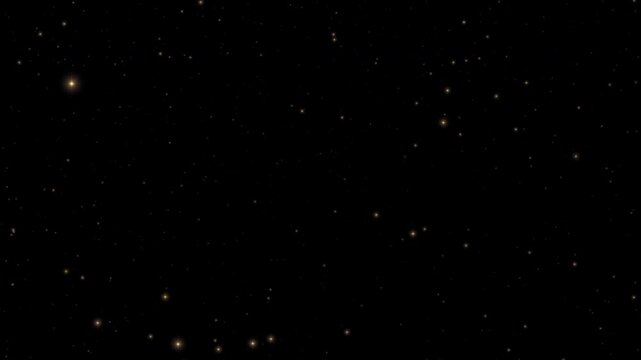 Abstract animation loop flickering glow gold stars particles flow up on black background. 4K 3D seamless looping gold bokeh particles dust fly in the air.