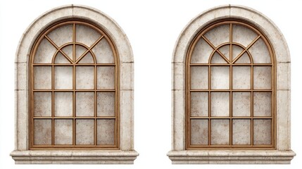 Fototapeta premium Architectural windows with arched design for decorative building elements