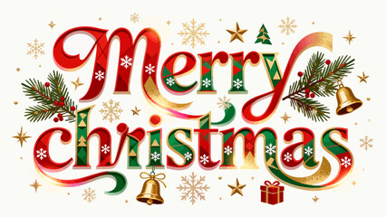 Creative art font "merry christmas", font graphic design, festive atmosphere font, hand-drawn vector illustration