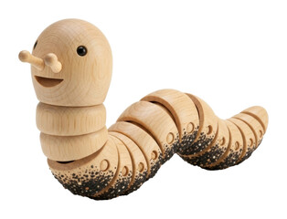 Wooden caterpillar toy playroom educational child's environment fun isolated on transparent background