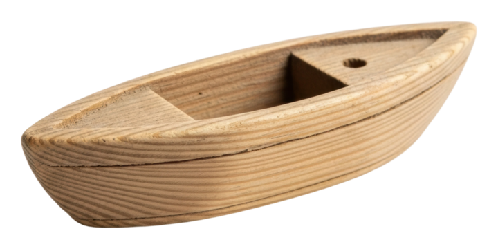 Handcrafted wooden boat model workshop product detail isolated on transparent background - Powered by Adobe
