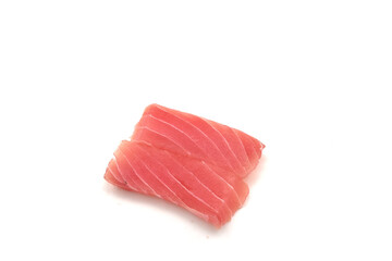 Sashimi made from tuna on a white background. Japanese style food.