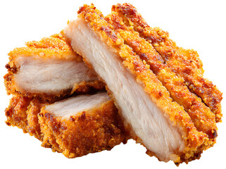 A pile of crispy fried pork cut into pieces isolated background
