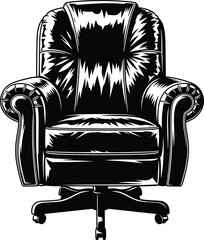 Black and white leather office chair illustration vector graphic art eps silhouette