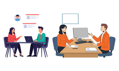 Obraz premium 2d illustration modern job interview process