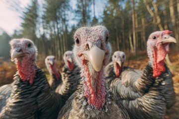 Curious Turkeys Taking a Selfie