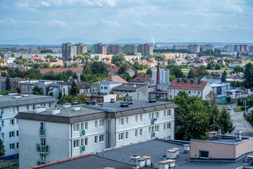 Fototapeta premium Polish cityscape with apartment blocks and residential houses