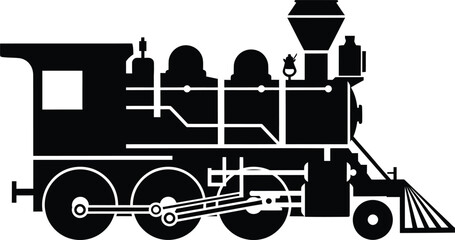 Vintage steam train locomotive engine railroad transportation vector eps silhouette