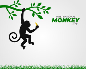 International Monkey Day. 14 December. Template for background with banner, poster and card. Flat illustration. Jpeg format.