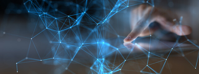 Telecommunication Networks and Artificial Intelligence Connections as Template for Text or Logo.