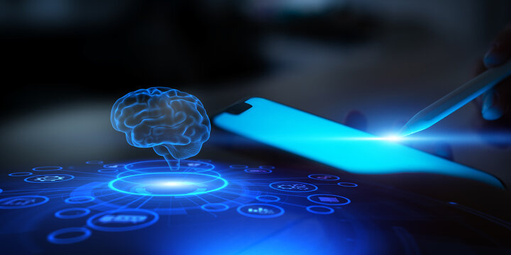 Artificial Intelligence and Neural Network Visualization in Digital Interface.