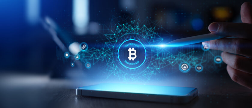 Bitcoin Cryptocurrency Technology Displayed on a Digital Mobile Interface.