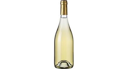 Illustration of elegant bottle of white wine isolated on white background, ready to serve
