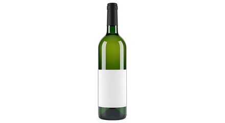 Illustration of bottle of white wine with blank label isolated on white background