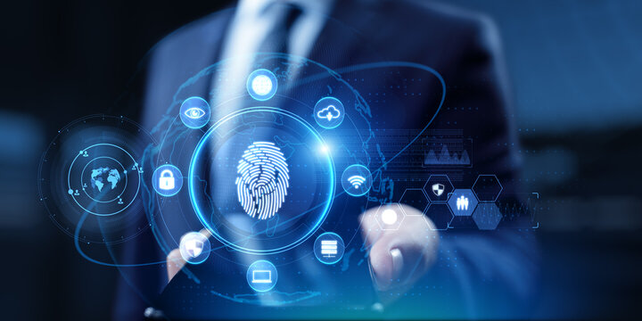 Biometric Security Access and Digital Identity Interface on Virtual Screen.