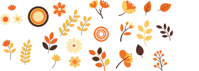 Autumn Seasonal Floral Seamless Pattern Vector Illustration