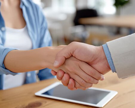 Dedicated professional woman utilizing a digital tablet for efficient human resources management, actively leading strategic initiatives and operational development