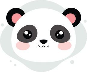 Cute cartoon panda head illustration with big eyes and smile