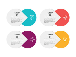 Circular scheme with six round colorful elements. Concept of cyclic business process with 6 stages. Minimal infographic design template. Modern flat vector illustration for data visualization.