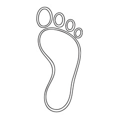 One continuous line illustration of an footprint , isolated on white background.