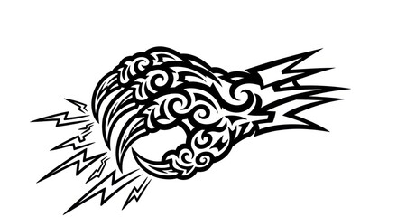 Tribal Claw Grasping a Lightning Sphere Vector Art.