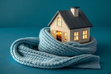 3d house model icon on black background