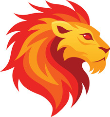 Striking gradient lion head logo in profile for business branding