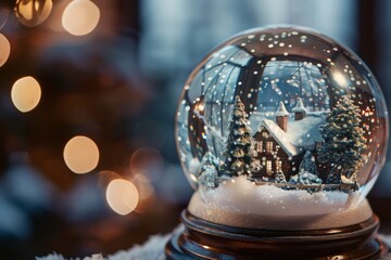 Elegant Decorative Wintry Snow Globe Close-Up