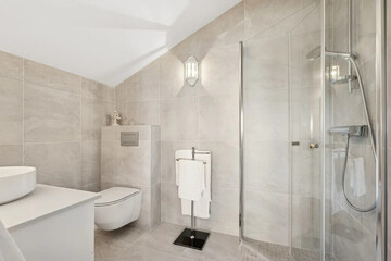 Modern luxury kitchen interior in minimal scandinavian style, 3d render
