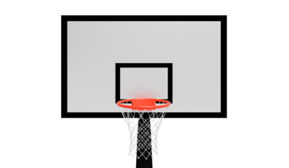 Basketball board with basket, transparent background
