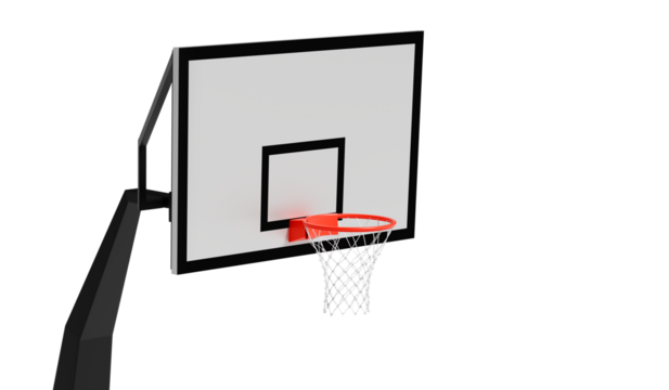 Basketball board with basket, transparent background
