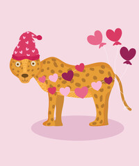 Cheet Illustration with Love Decoration