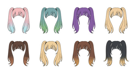Colorful Anime Pigtail Wigs A Variety of Styles.