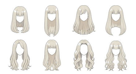 Assortment of Blonde Wig Styles for Character Design.