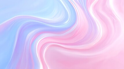 Fototapeta premium This abstract background showcases a fluid and smooth blend of pastel pink light blue and iridescent white colors creating a dreamlike and ethereal swirling effect