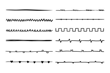 Hand-drawn decorative borders and dividers, Line Clipart, Doodle Underline