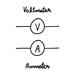 Voltmeter and Ammeter electronic symbols, perfect for educational materials and technical diagrams.