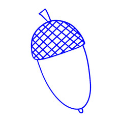 Hand-drawn acorn with blue outline, perfect for fall decor and educational projects