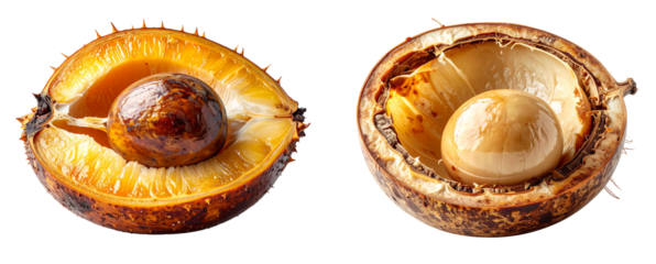 PNG Guaraná Fruit Cross-Section Closeup Showing Seed and Inner Flesh