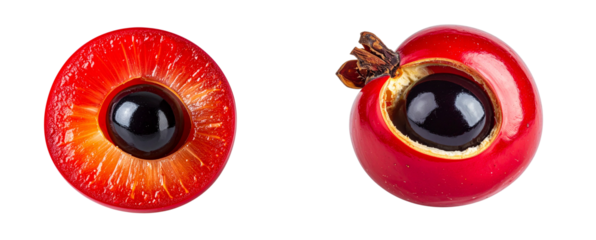 PNG Single Ripe Guaraná Berry with Glossy Seed Exposed